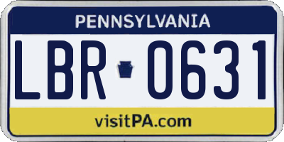 PA license plate LBR0631
