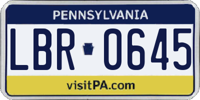 PA license plate LBR0645