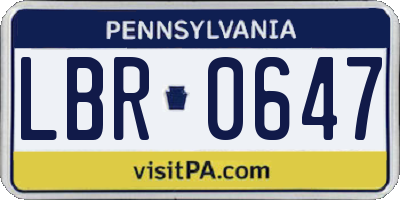 PA license plate LBR0647