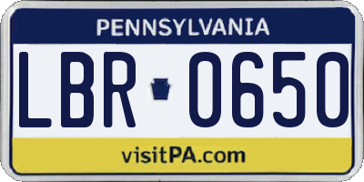 PA license plate LBR0650