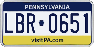 PA license plate LBR0651