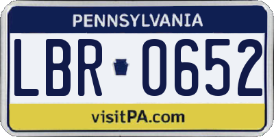 PA license plate LBR0652