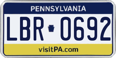 PA license plate LBR0692