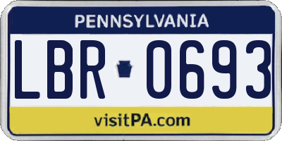 PA license plate LBR0693