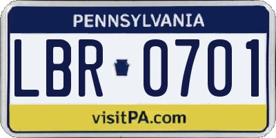 PA license plate LBR0701