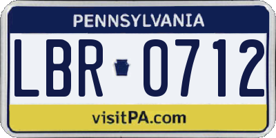 PA license plate LBR0712