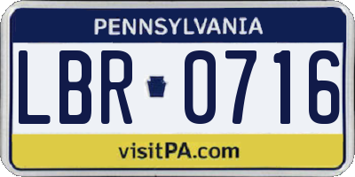 PA license plate LBR0716