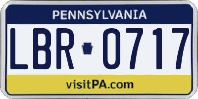 PA license plate LBR0717