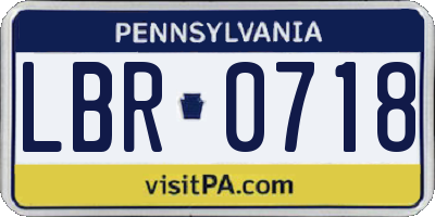 PA license plate LBR0718