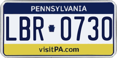 PA license plate LBR0730