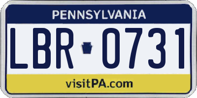 PA license plate LBR0731