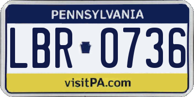 PA license plate LBR0736