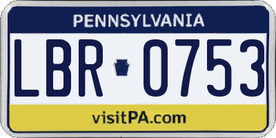PA license plate LBR0753