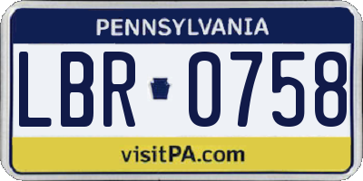 PA license plate LBR0758