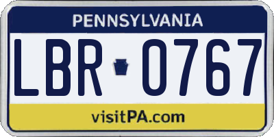 PA license plate LBR0767