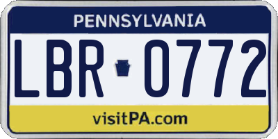 PA license plate LBR0772