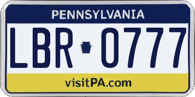 PA license plate LBR0777