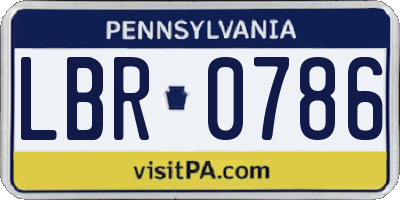 PA license plate LBR0786