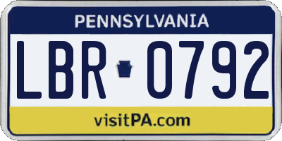 PA license plate LBR0792