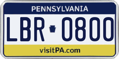 PA license plate LBR0800