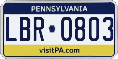 PA license plate LBR0803