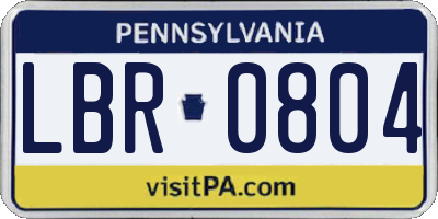 PA license plate LBR0804