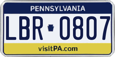 PA license plate LBR0807