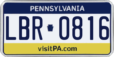 PA license plate LBR0816