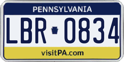 PA license plate LBR0834