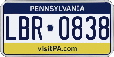 PA license plate LBR0838