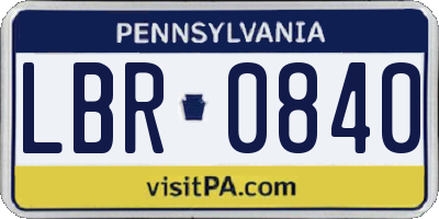 PA license plate LBR0840