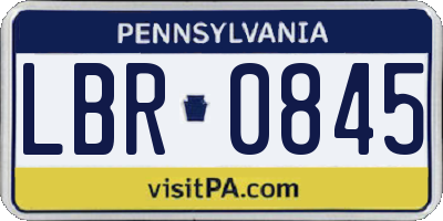PA license plate LBR0845