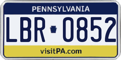 PA license plate LBR0852