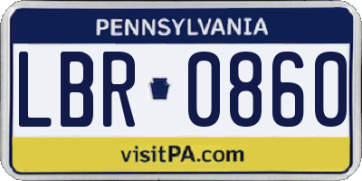 PA license plate LBR0860