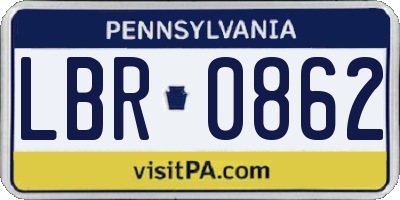 PA license plate LBR0862