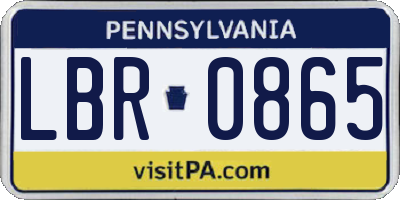 PA license plate LBR0865