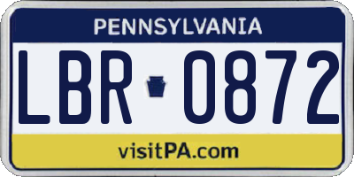 PA license plate LBR0872