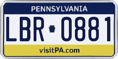 PA license plate LBR0881