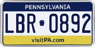 PA license plate LBR0892