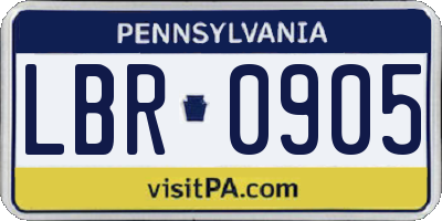 PA license plate LBR0905