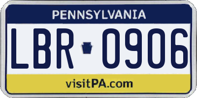 PA license plate LBR0906