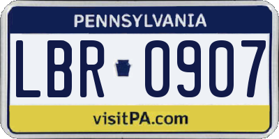 PA license plate LBR0907