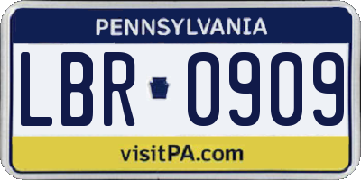 PA license plate LBR0909