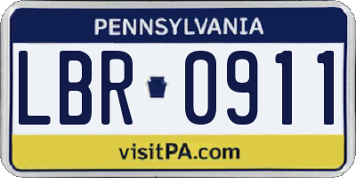 PA license plate LBR0911
