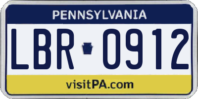 PA license plate LBR0912