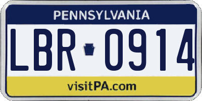 PA license plate LBR0914