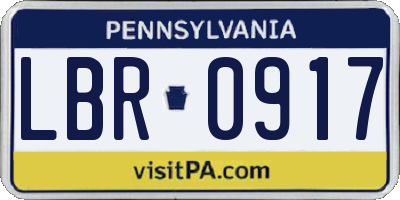 PA license plate LBR0917