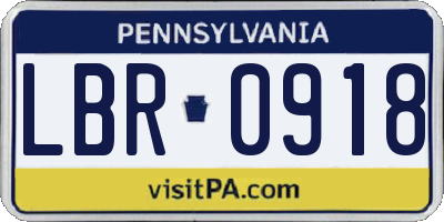 PA license plate LBR0918