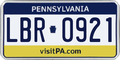 PA license plate LBR0921