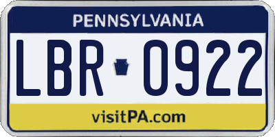 PA license plate LBR0922
